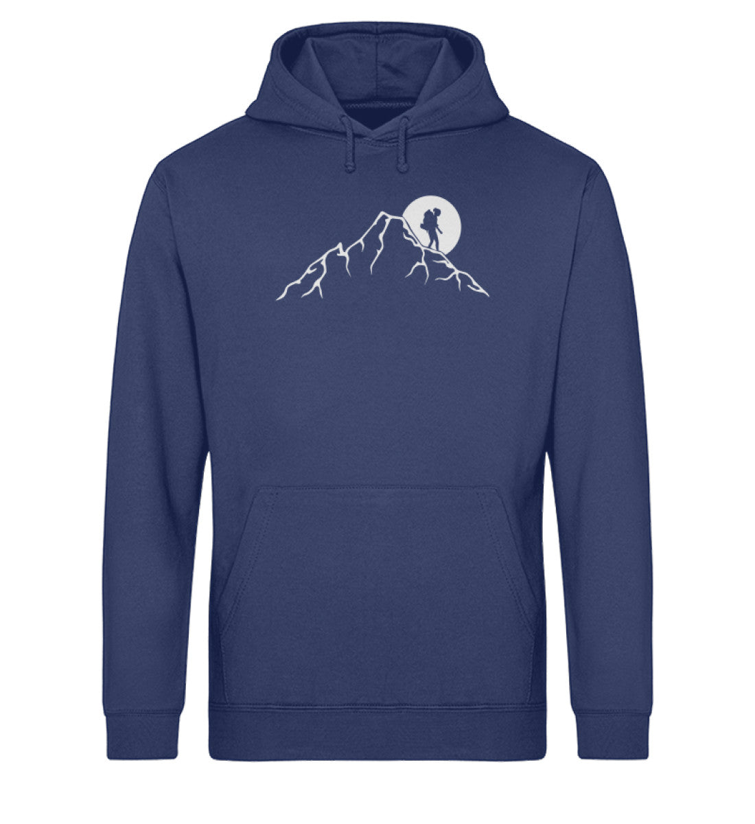 Berggeher und Mond - Unisex Organic Hoodie wandern Navyblau