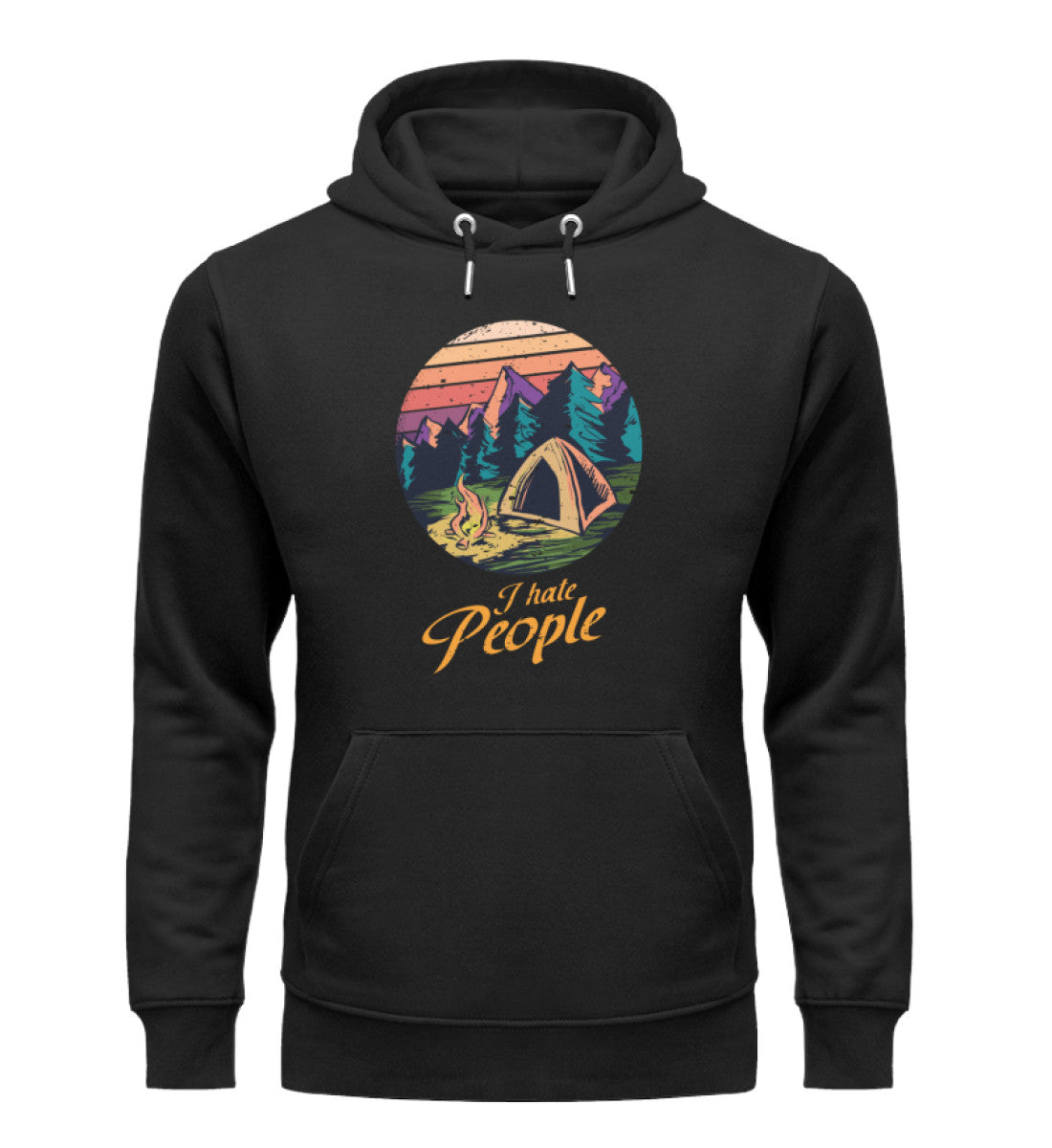 I hate People - Unisex Premium Organic Hoodie camping Schwarz