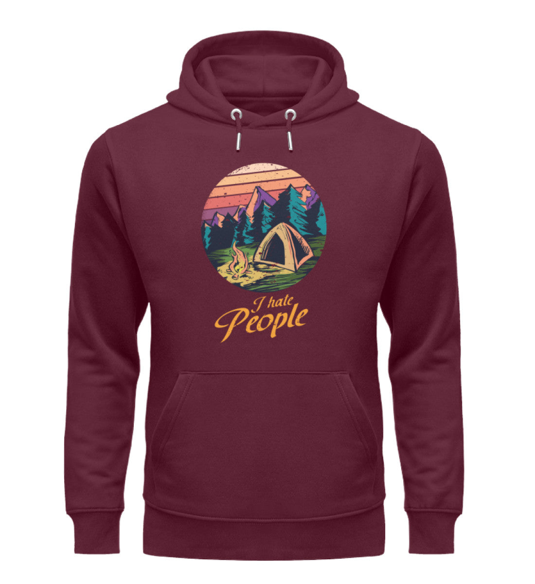 I hate People - Unisex Premium Organic Hoodie camping Weinrot