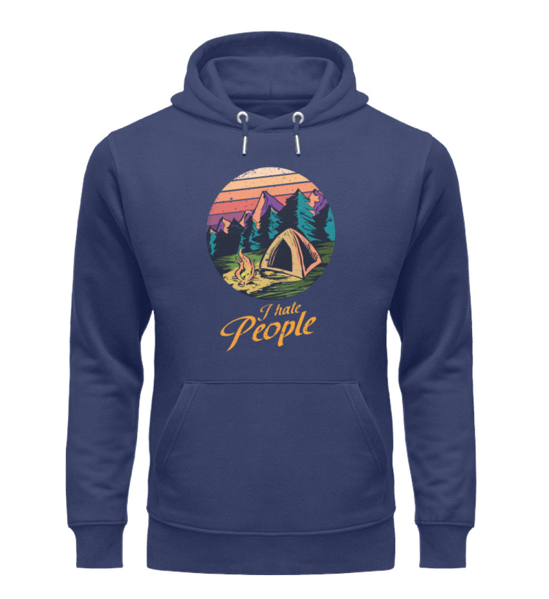 I hate People - Unisex Premium Organic Hoodie camping Navyblau