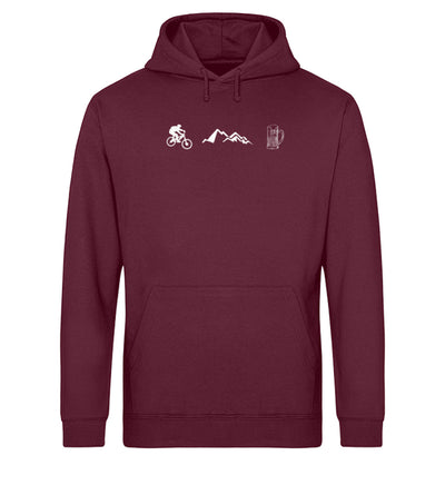 Radfahren, Berge und Bier - Unisex Organic Hoodie fahrrad mountainbike Weinrot