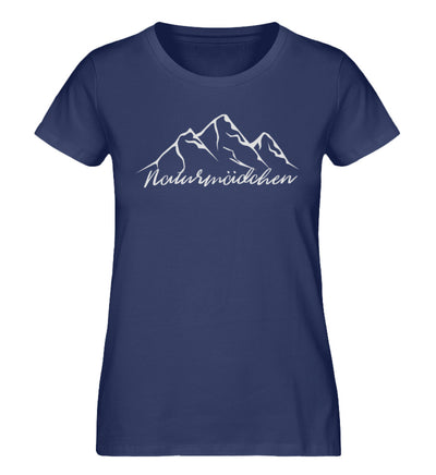 Naturmädchen - Damen Organic T-Shirt camping wandern Navyblau