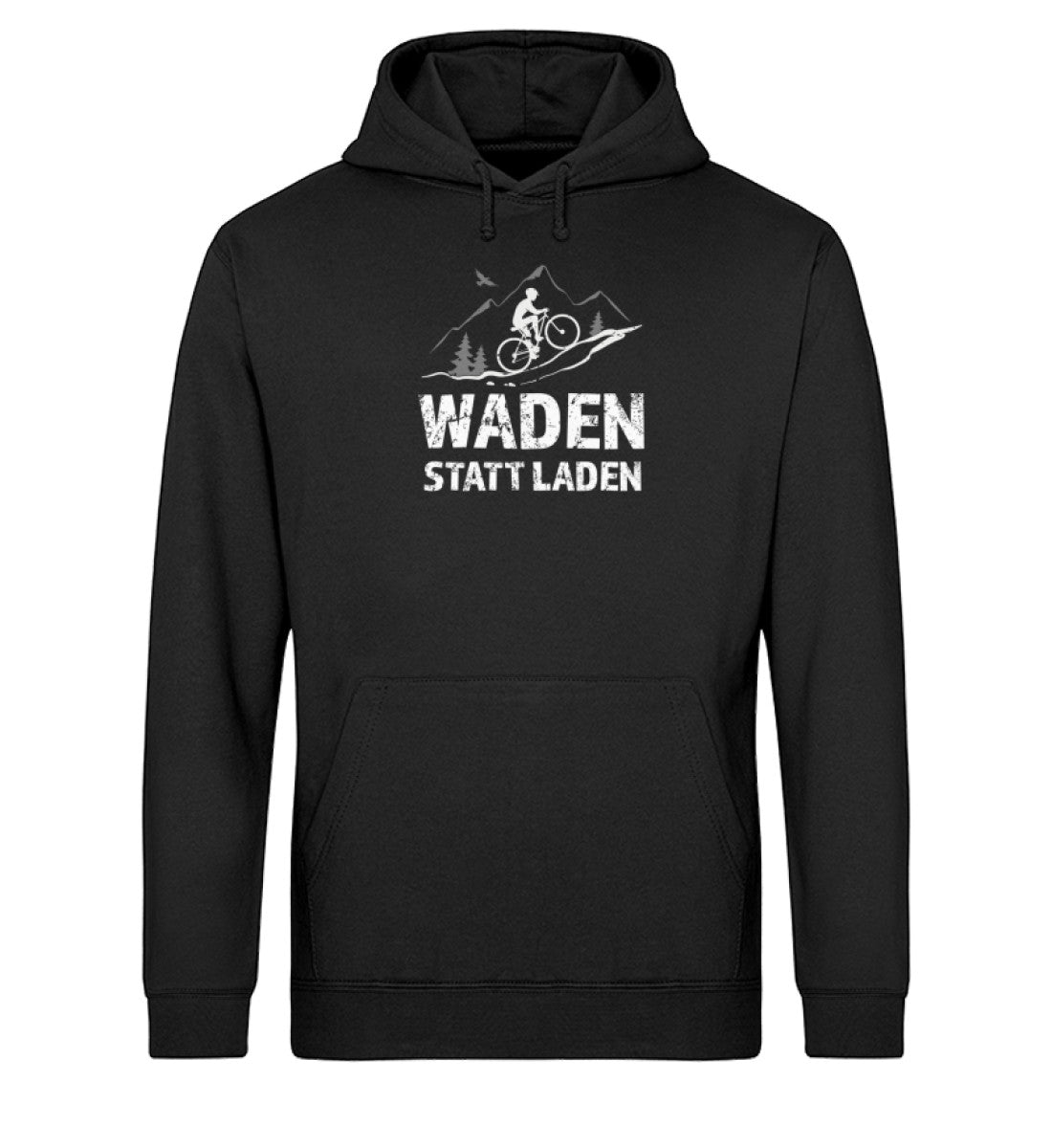 Waden statt laden - Unisex Organic Hoodie fahrrad mountainbike Schwarz