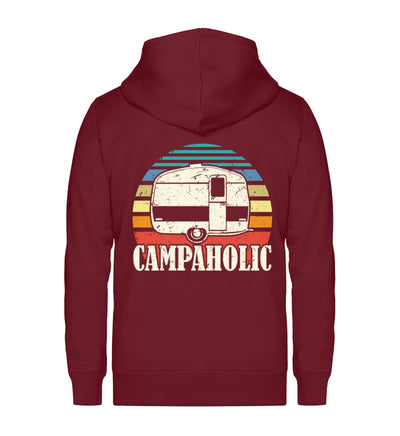 Campaholic - Unisex Premium Organic Sweatjacke camping Weinrot