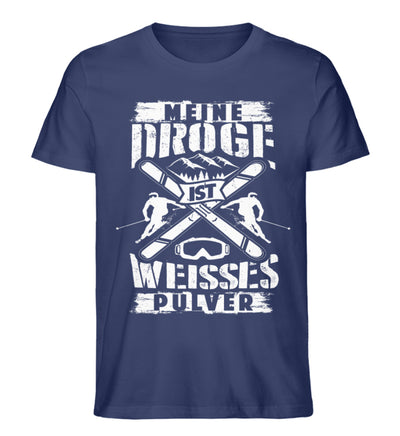 Meine Droge ist weißes Pulver - Herren Organic T-Shirt ski Navyblau