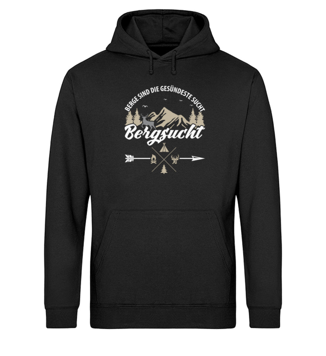 Bergsucht - Unisex Organic Hoodie berge klettern Schwarz