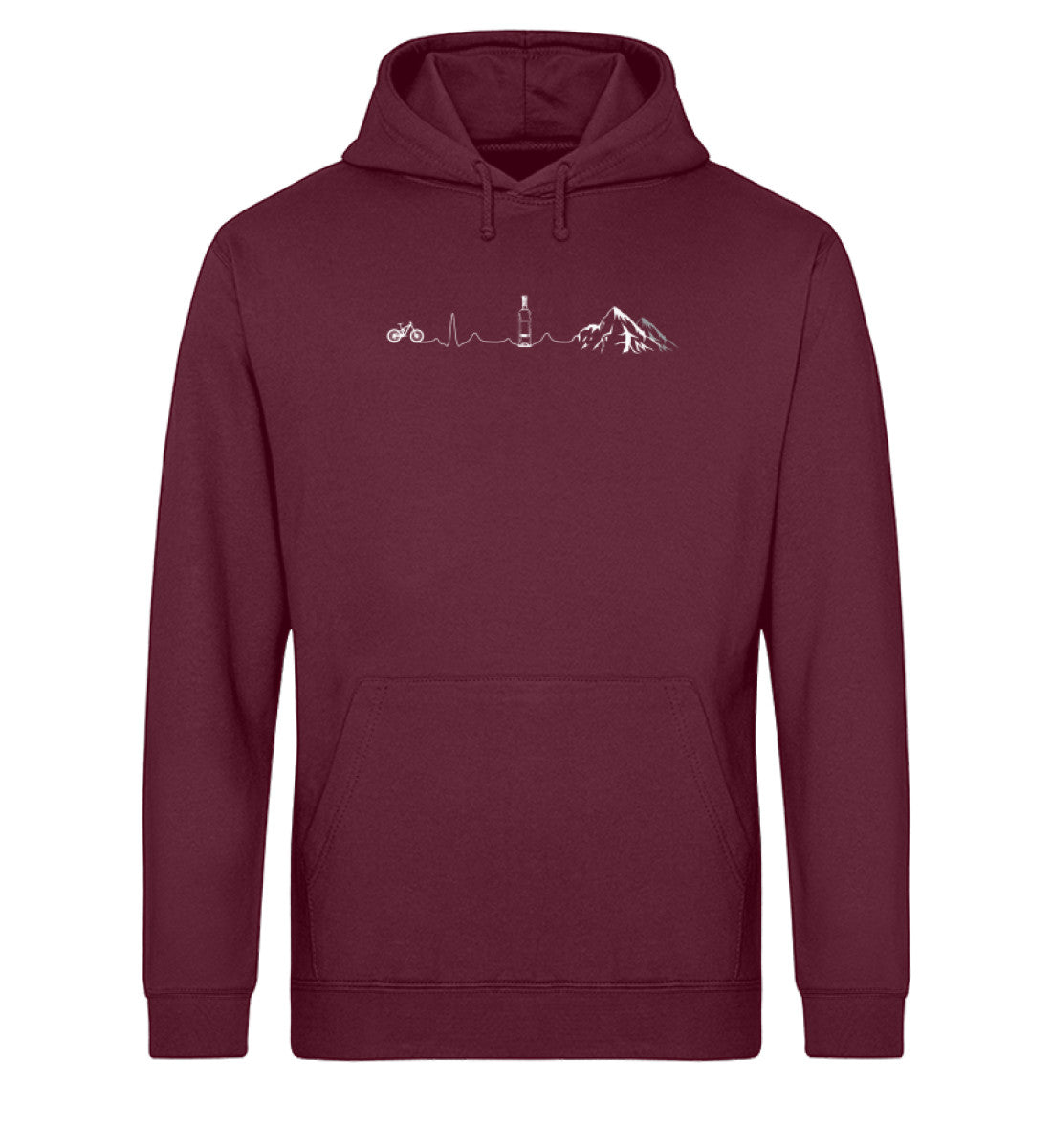 Herzschlag Berge, Bike und Wein - Unisex Organic Hoodie mountainbike Weinrot