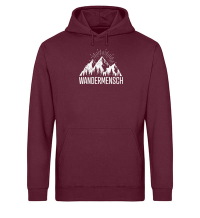 Der Wandermensch - Unisex Organic Hoodie berge wandern Weinrot