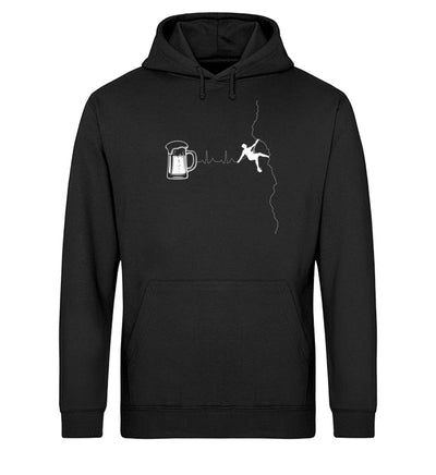 Herzschlag Bergsteiger und Bier - Unisex Organic Hoodie klettern Schwarz