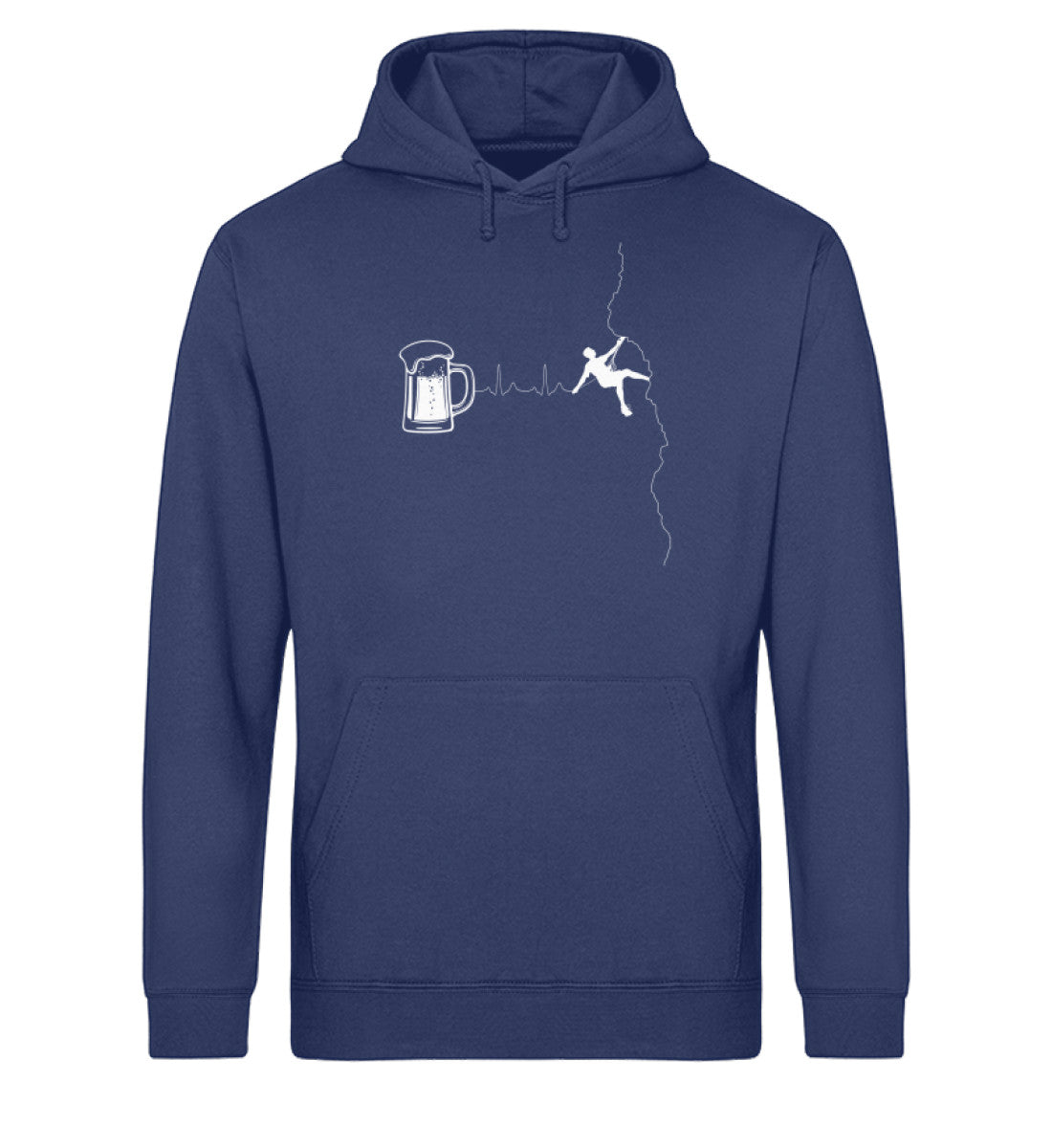 Herzschlag Bergsteiger und Bier - Unisex Organic Hoodie klettern Navyblau