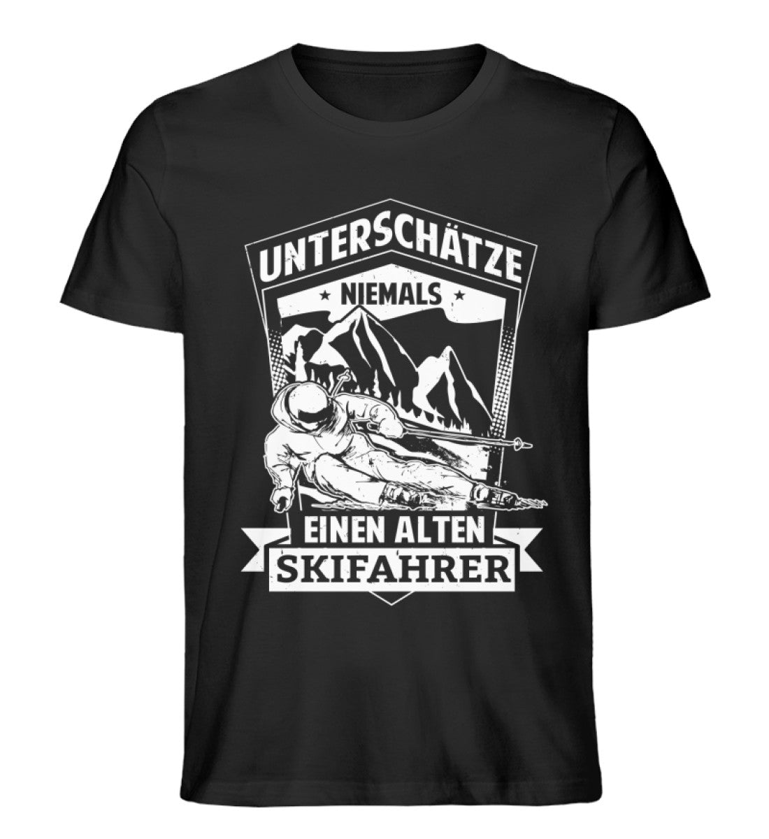 Unterschätze niemals nen alten Skifahrer - Herren Organic T-Shirt ski Schwarz