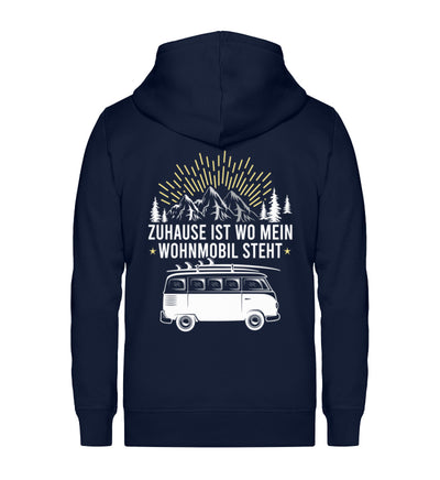 Zuhause ist wo mein Wohnmobil steht ~ - Unisex Premium Organic Sweatjacke Navyblau