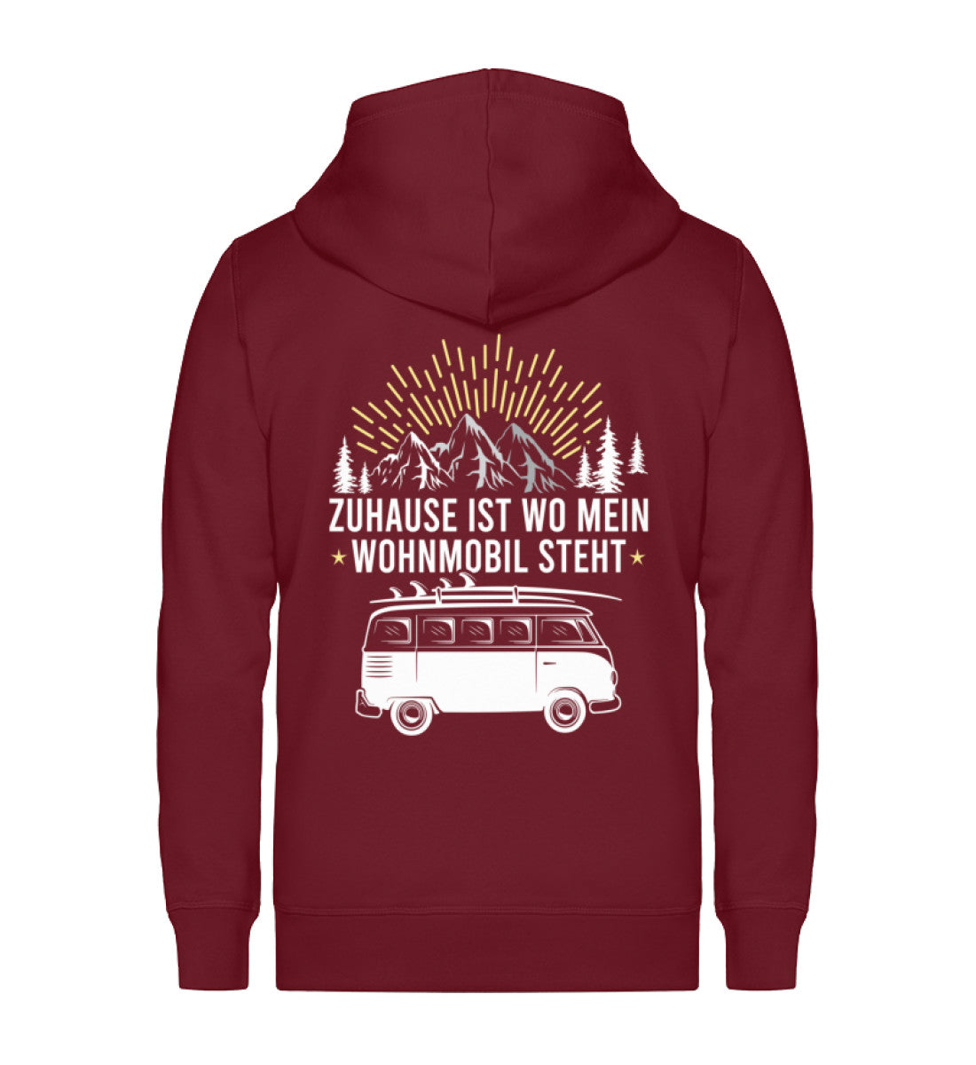 Zuhause ist wo mein Wohnmobil steht ~ - Unisex Premium Organic Sweatjacke Weinrot