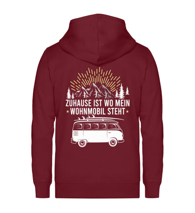 Zuhause ist wo mein Wohnmobil steht ~ - Unisex Premium Organic Sweatjacke Weinrot