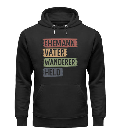 Ehemann, Vater, Wanderer, Held - Unisex Premium Organic Hoodie wandern Schwarz