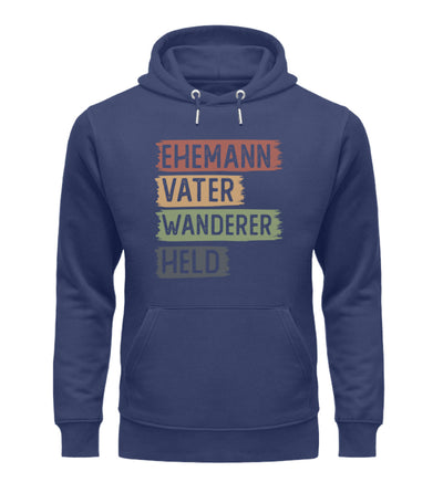 Ehemann, Vater, Wanderer, Held - Unisex Premium Organic Hoodie wandern Navyblau