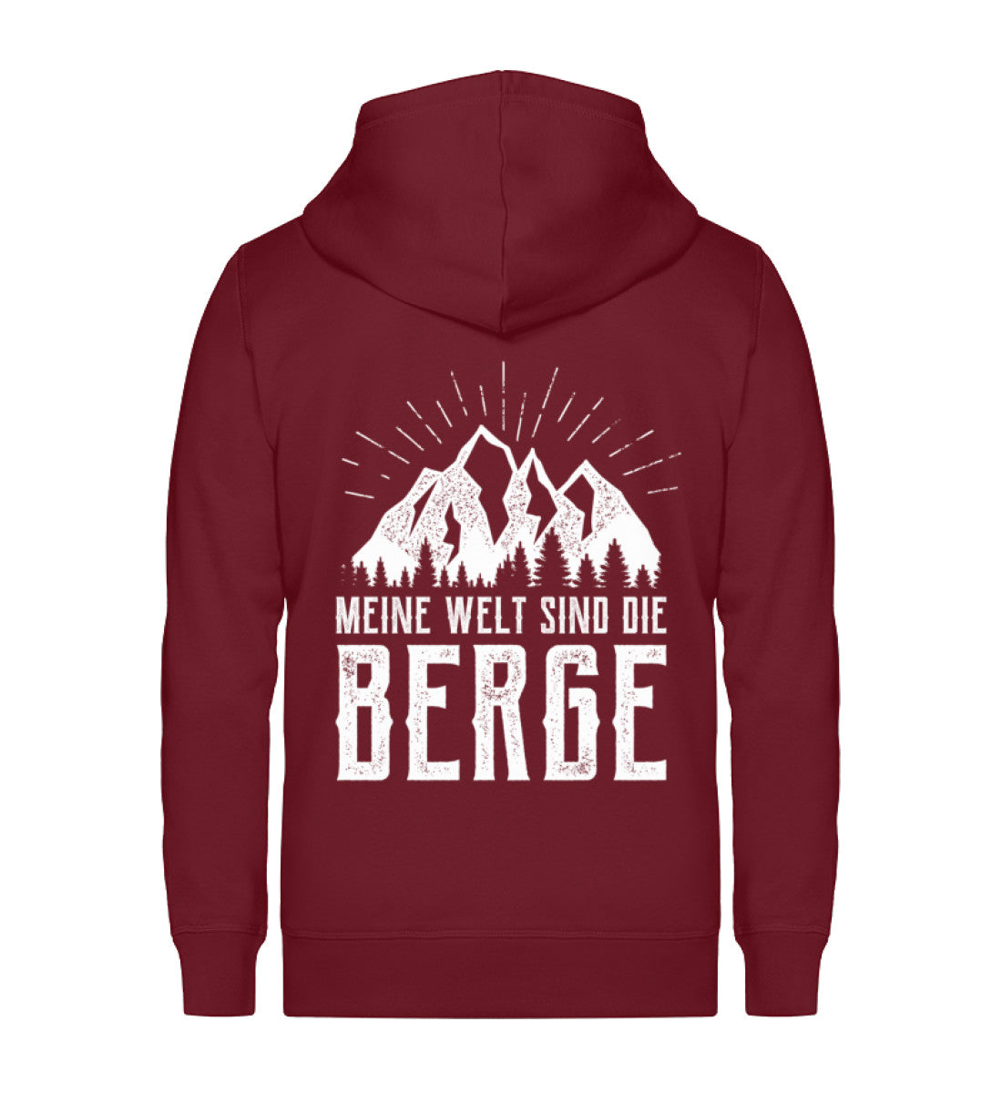 Meine Welt sind die Berge - Unisex Premium Organic Sweatjacke berge Weinrot