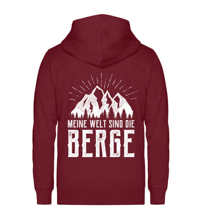 Meine Welt sind die Berge - Unisex Premium Organic Sweatjacke berge Weinrot