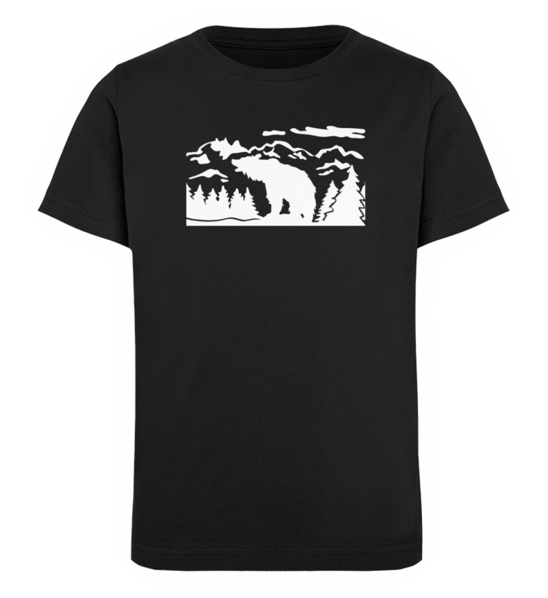 Berglandschaft und Bär - Kinder Premium Organic T-Shirt berge camping Schwarz