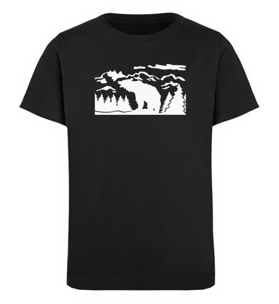 Berglandschaft und Bär - Kinder Premium Organic T-Shirt berge camping Schwarz