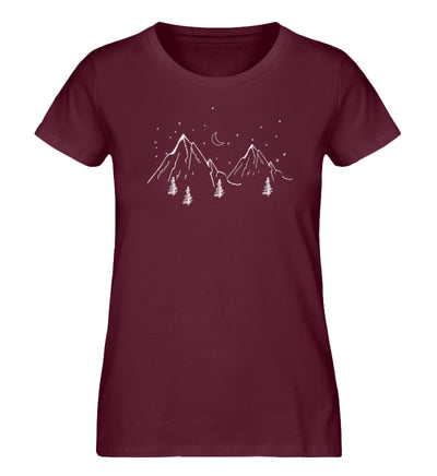 Berge und Mond - Damen Premium Organic T-Shirt berge Weinrot