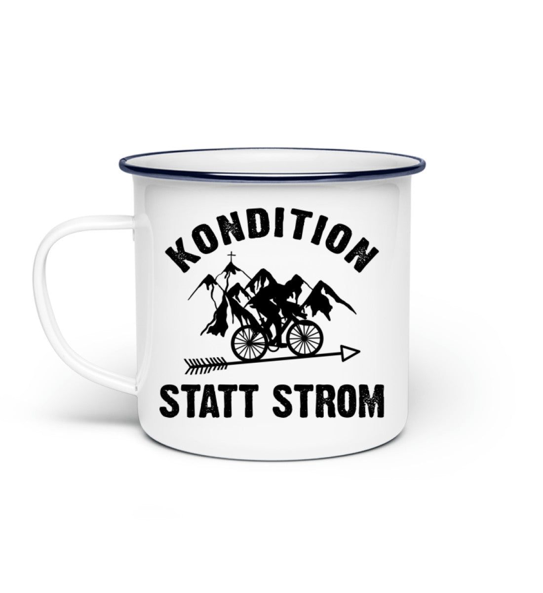 Kondition statt Strom - Emaille Tasse fahrrad mountainbike Default Title