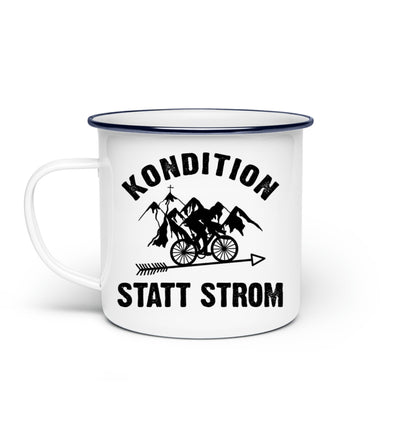 Kondition statt Strom - Emaille Tasse fahrrad mountainbike Default Title