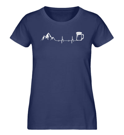 Berge und Bier - Damen Premium Organic T-Shirt berge wandern Navyblau