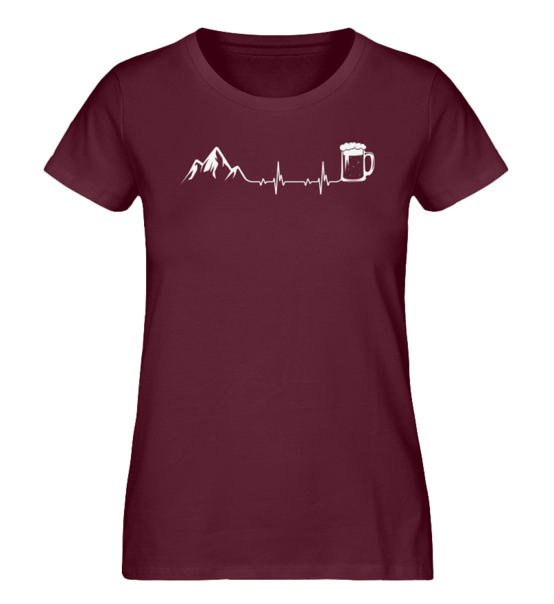 Berge und Bier - Damen Premium Organic T-Shirt berge wandern Weinrot