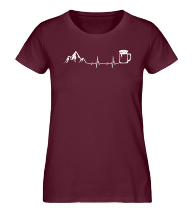 Berge und Bier - Damen Premium Organic T-Shirt berge wandern Weinrot