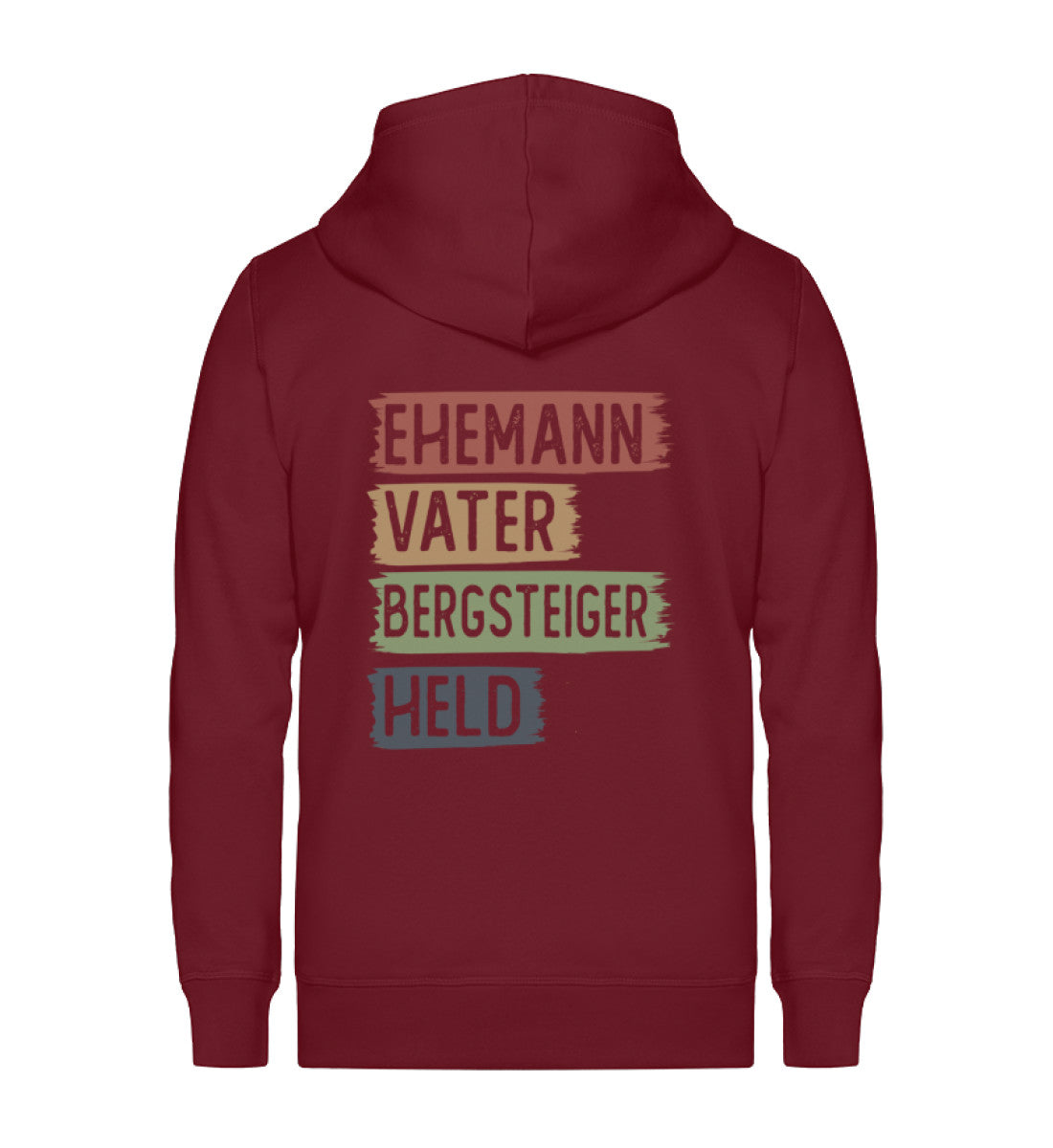 Ehemann, Vater, Bergsteiger, Held ~ - Unisex Premium Organic Sweatjacke Weinrot