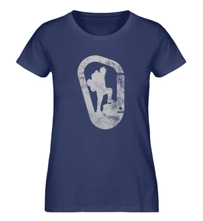 Wandern und Karabiner - Damen Organic T-Shirt klettern Navyblau