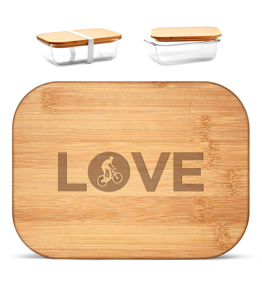 LOVE - Mountainbiker - Radfahrer - Brotdose mit Holzdeckel (Gravur) fahrrad mountainbike Default Title