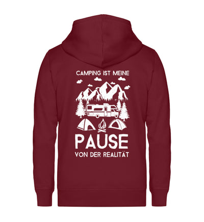 Camping - Pause von der Realität - Unisex Premium Organic Sweatjacke camping Weinrot