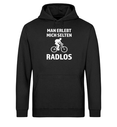 Man erlebt mich selten radlos - Unisex Organic Hoodie fahrrad mountainbike Schwarz