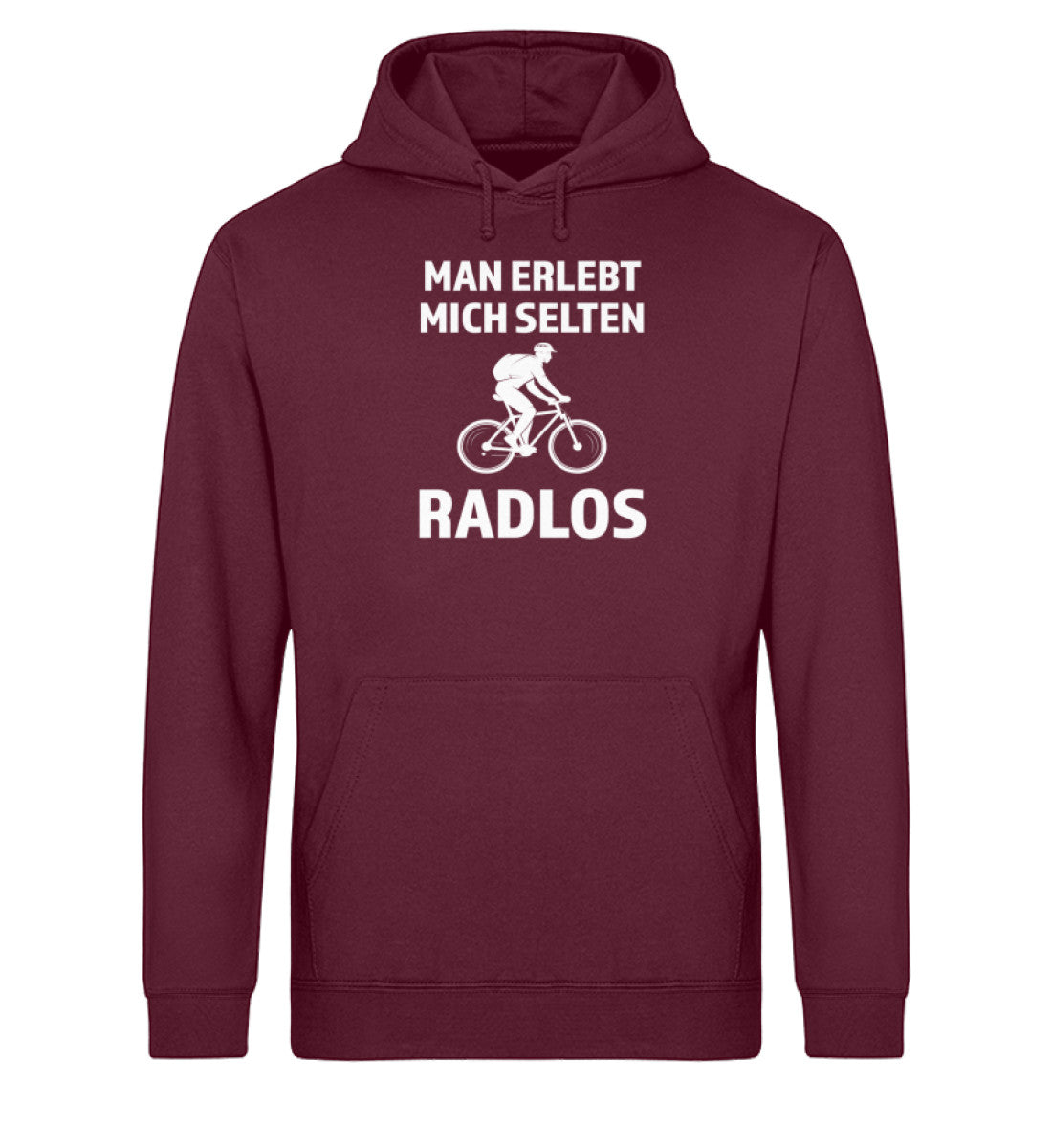 Man erlebt mich selten radlos - Unisex Organic Hoodie fahrrad mountainbike Weinrot