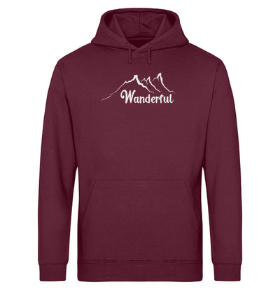 Wanderful - Unisex Organic Hoodie wandern Weinrot