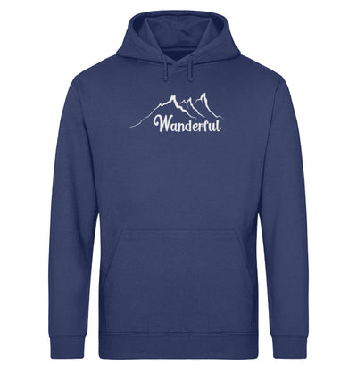 Wanderful - Unisex Organic Hoodie wandern Navyblau