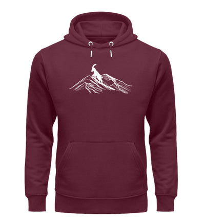 Alpensteinbock auf Berg - Unisex Premium Organic Hoodie berge klettern wandern Weinrot