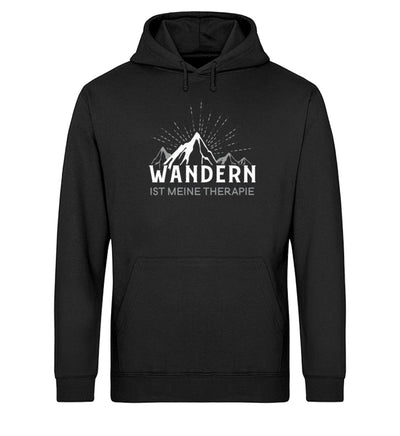 Wandern ist meine Therapie - Unisex Organic Hoodie wandern Schwarz