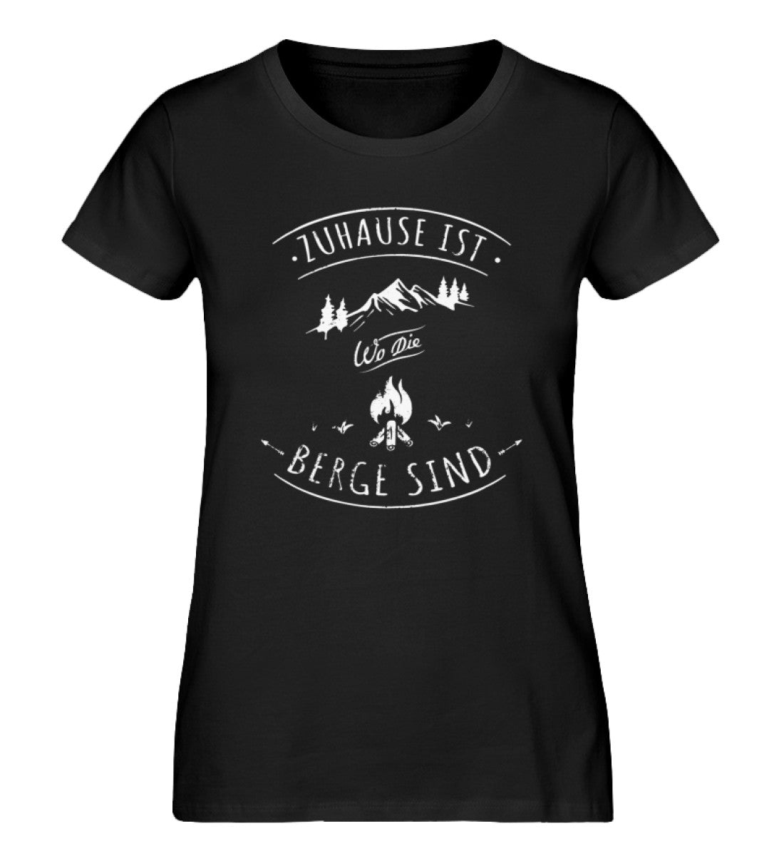 Zuhause ist da wo die Berge sind - Damen Premium Organic T-Shirt Schwarz