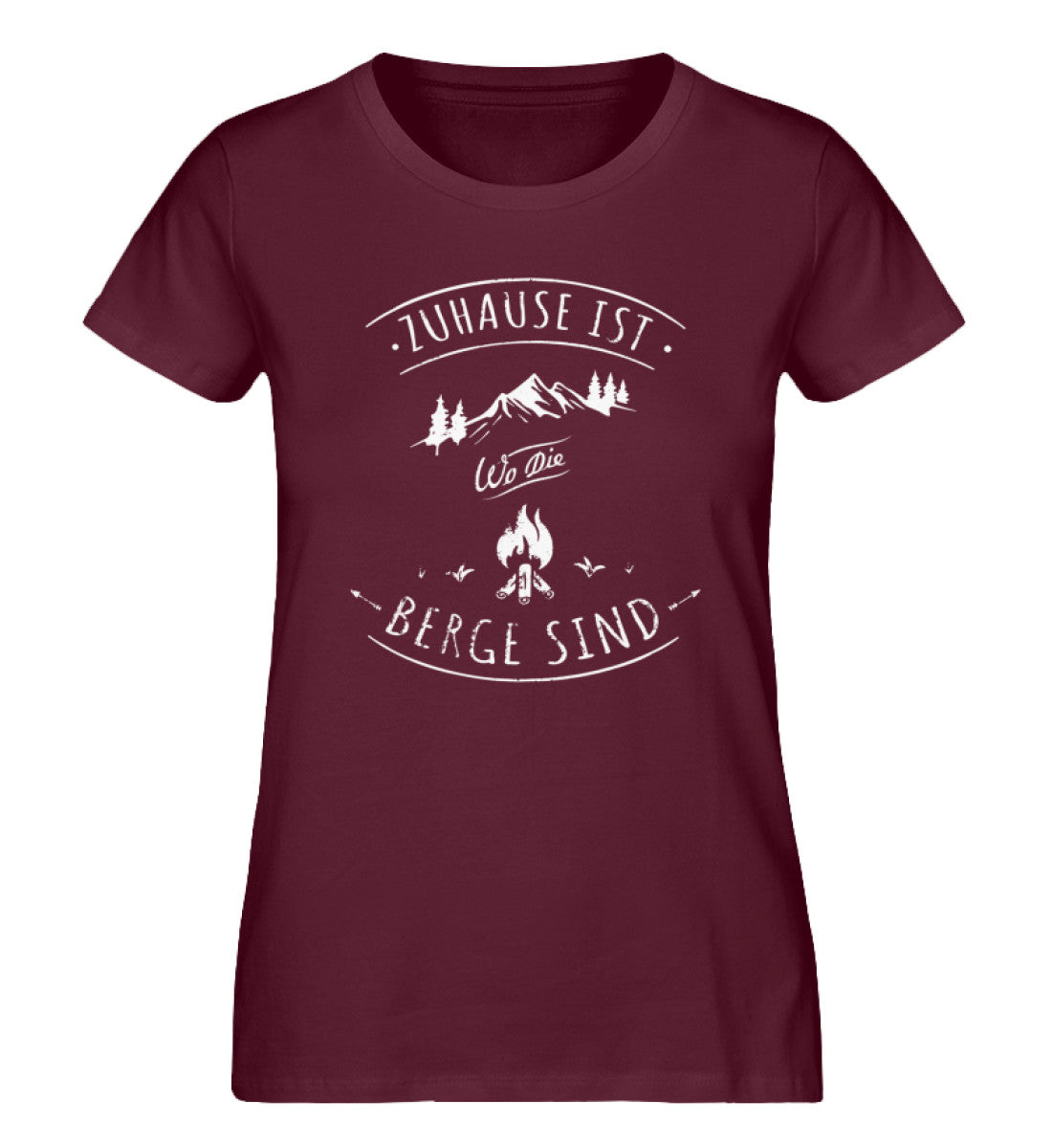 Zuhause ist da wo die Berge sind - Damen Premium Organic T-Shirt Weinrot