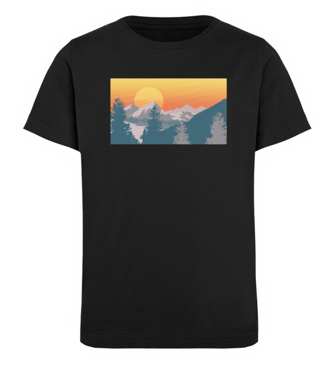 Berglandschaft und Sonne - Kinder Premium Organic T-Shirt berge camping Schwarz