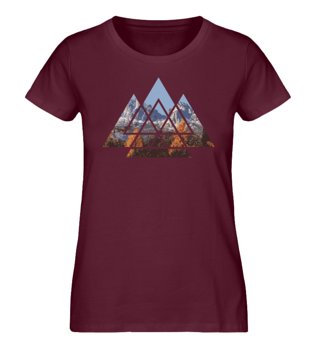 Berge Abstrakt - Damen Premium Organic T-Shirt berge wandern Weinrot