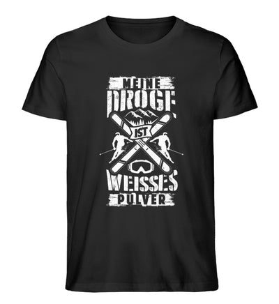 Meine Droge ist weißes Pulver - Herren Premium Organic T-Shirt ski Schwarz