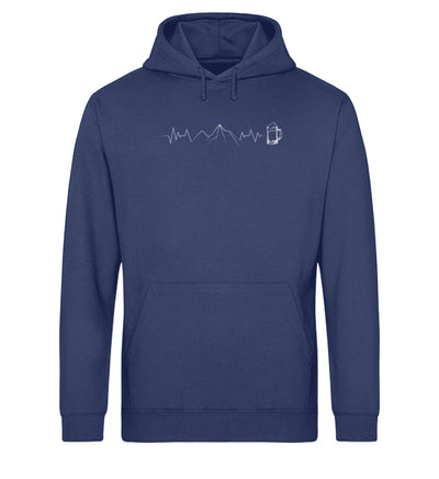 Herzschlag Berg und Bier - Unisex Organic Hoodie berge wandern Navyblau