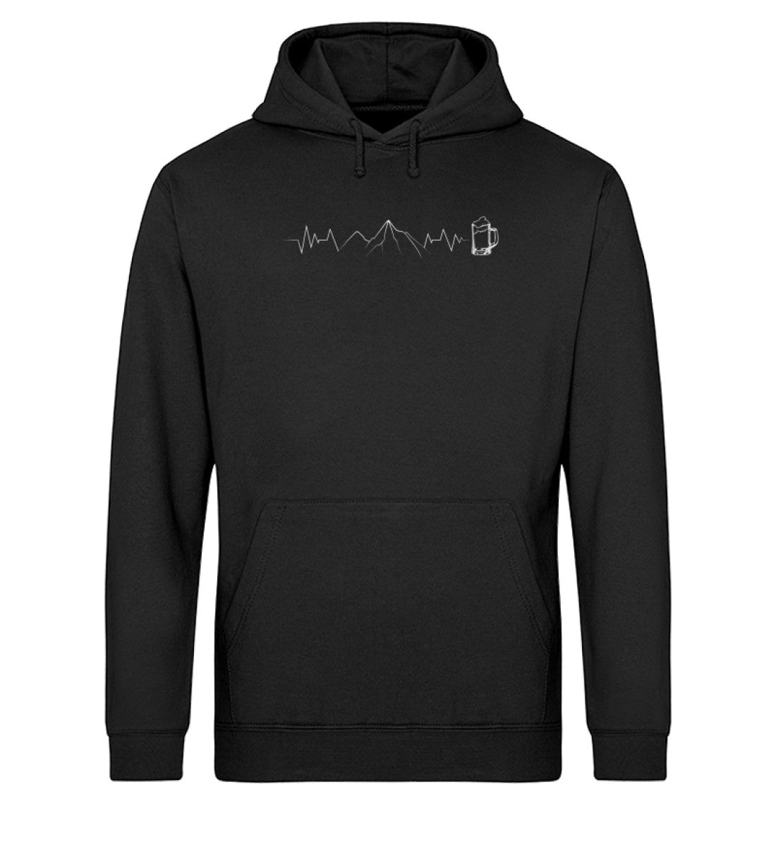 Herzschlag Berg und Bier - Unisex Organic Hoodie berge wandern Schwarz