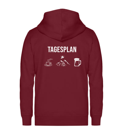 Tagesplan Kaffee, Snowboarden und ~ - Unisex Premium Organic Sweatjacke Weinrot