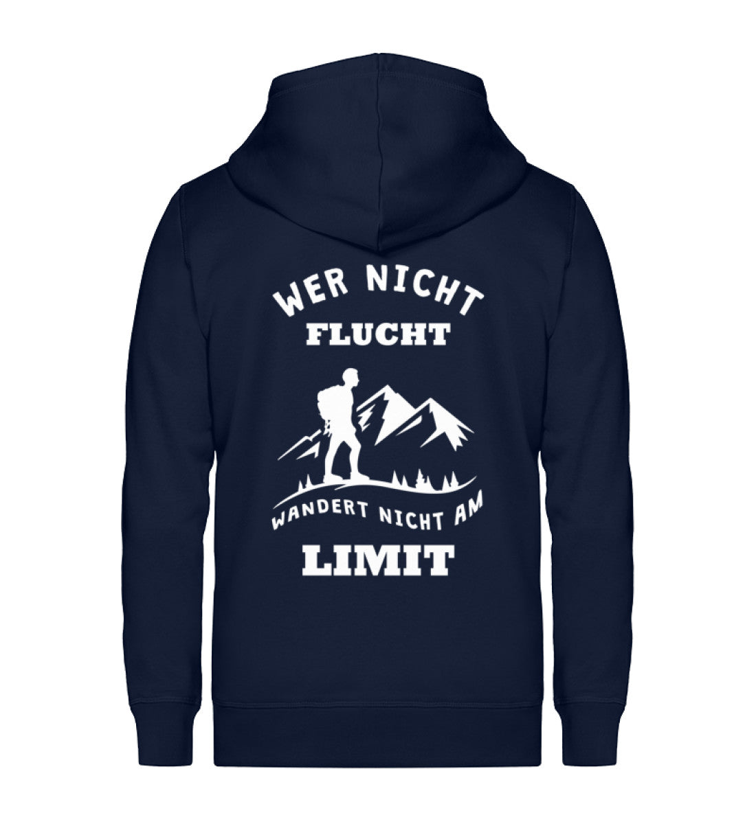 Wer nicht flucht wandert nicht am ~ - Unisex Premium Organic Sweatjacke Navyblau