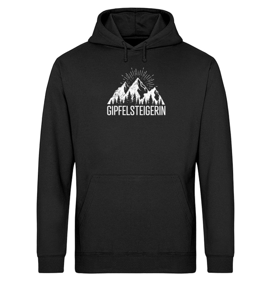 Die Gipfelsteigerin - Unisex Organic Hoodie berge klettern wandern Schwarz